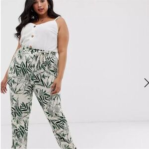 ASOS Curve Peg Tapered Leg Pants in Tropical Palm Print